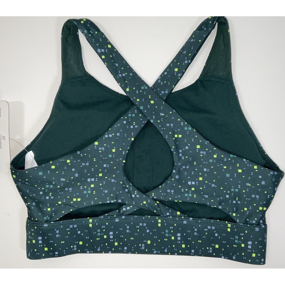 NWT Women's Fabletics No Bounce High Impact Sports Bra Green Confetti - XS - Picture 6 of 6